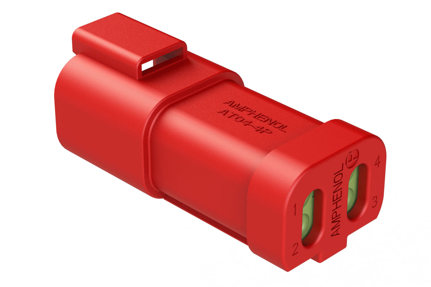 AT04-4P-MM01RED 4-Way Receptacle, Male Connector with Reduced Diameter Seal (E-Seal) and End Cap, Red
