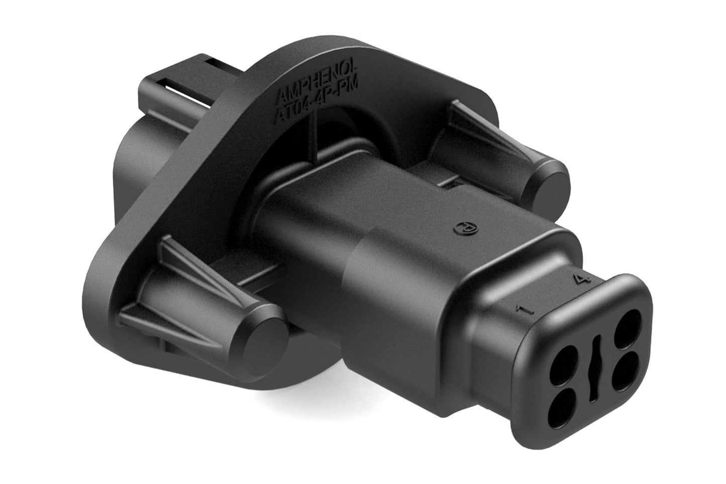 AT04-4P-PM15 4 Position Receptacle, Pin, Panel Mount, Self-Threading, Strain Relief