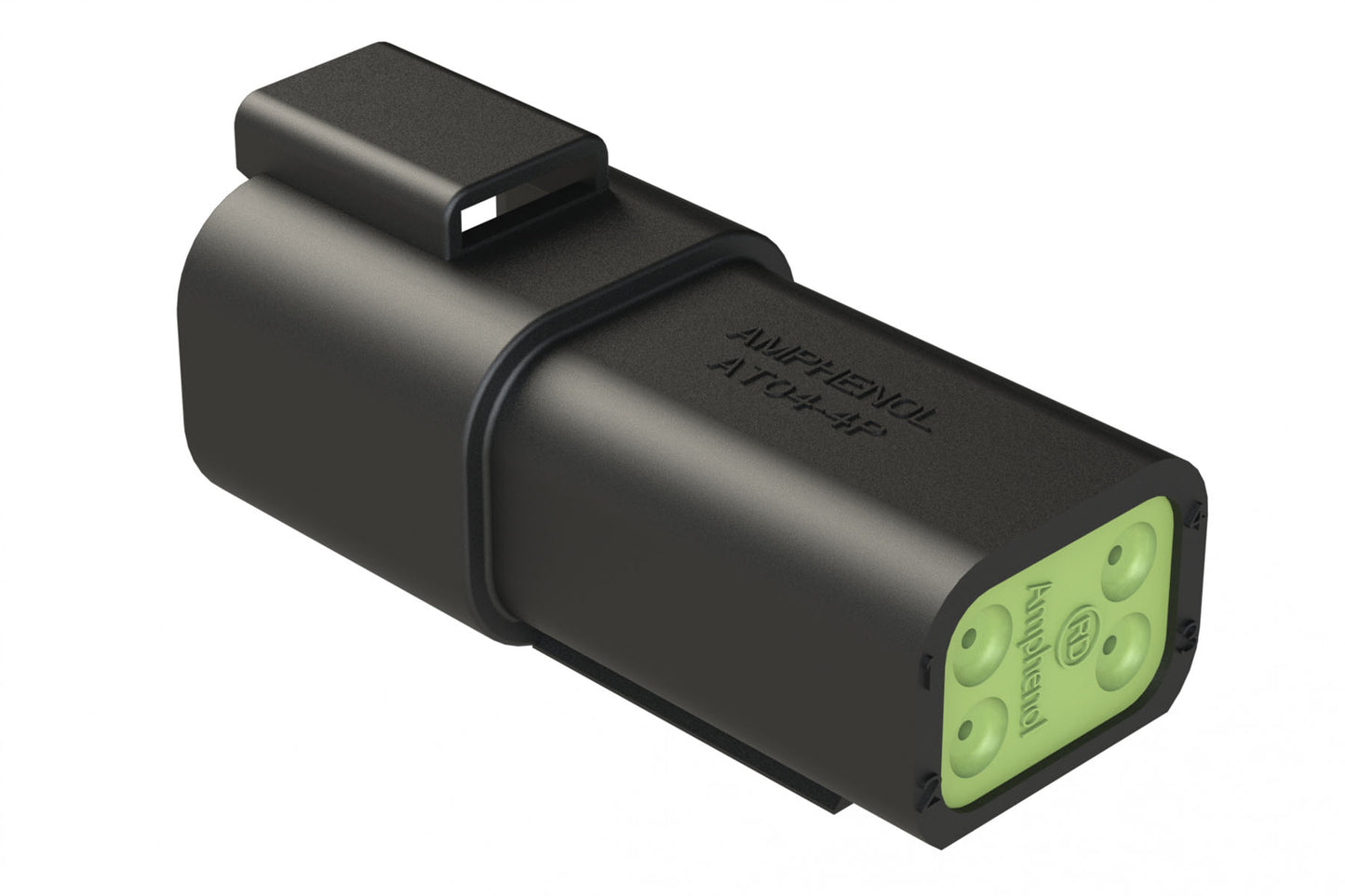 AT04-4P-RD01BLK 4-Way Receptacle, Male Connector with Reduced Diameter Seal (E-Seal), Black. DT04-4P-CE02, DT04-4P-CE06