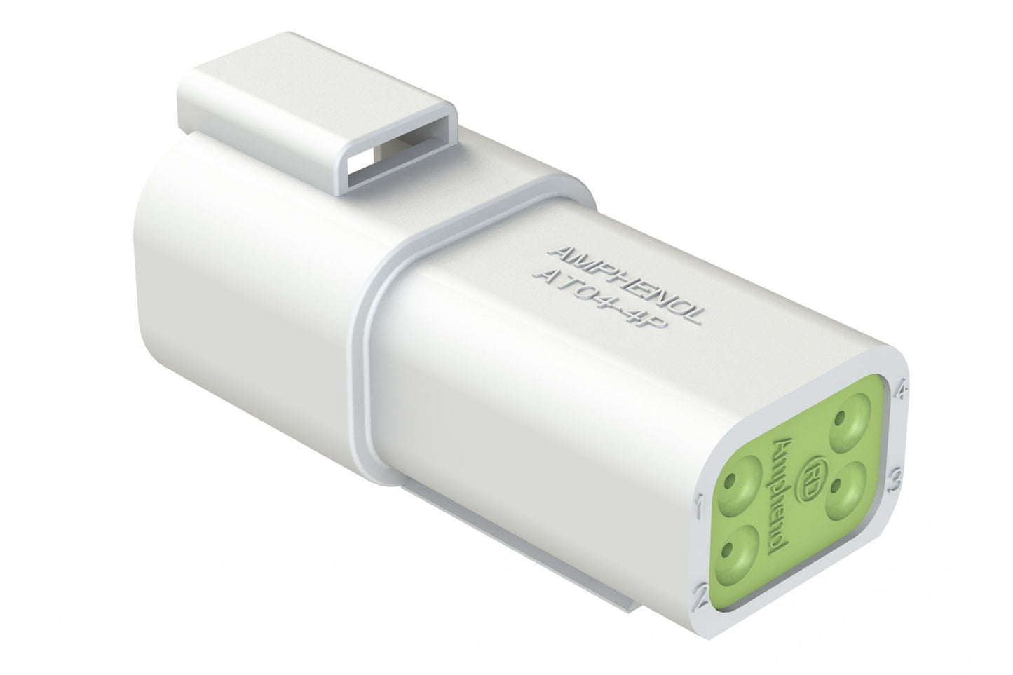 AT04-4P-RD01WHT 4-Way Receptacle, Male Connector with Reduced Diameter Seal (E-Seal), White