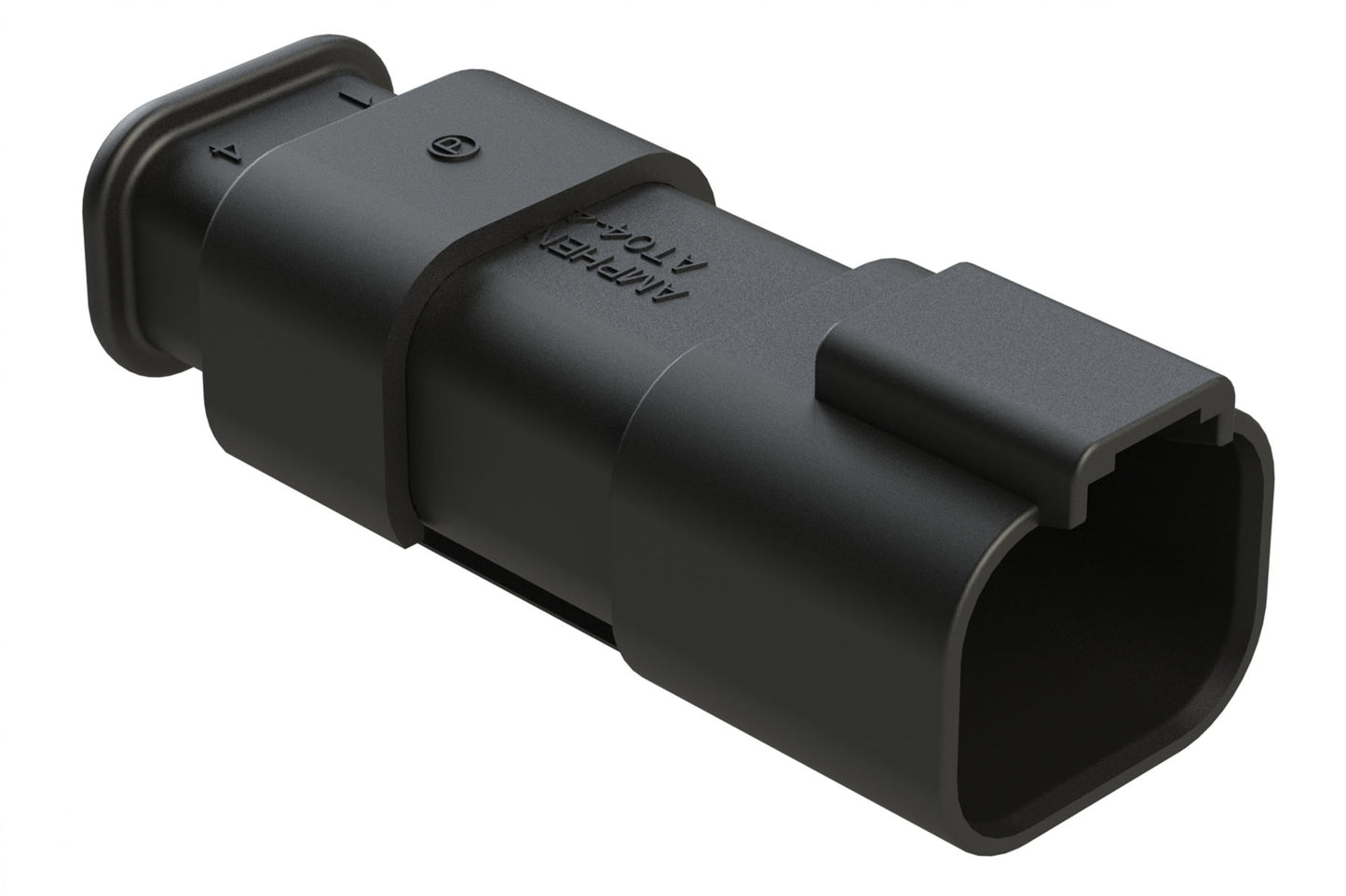 AT04-4P-SR01BLK 4-Way Receptacle Male Connector with Strain Relief Endcap, Standard Seal, Black