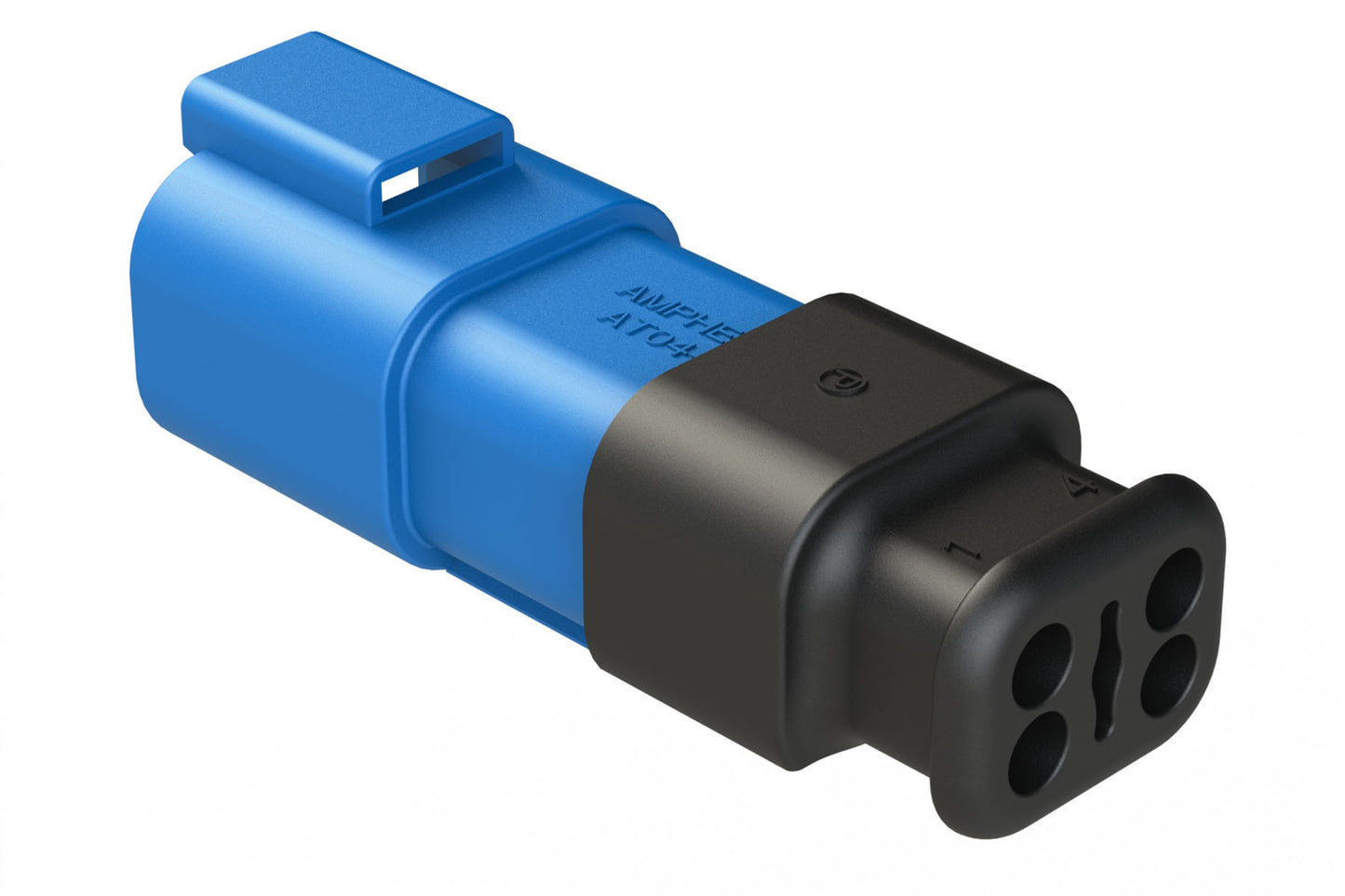 AT04-4P-SR01BLU 4-Way Receptacle Male Connector with Strain Relief Endcap, Standard Seal, Blue