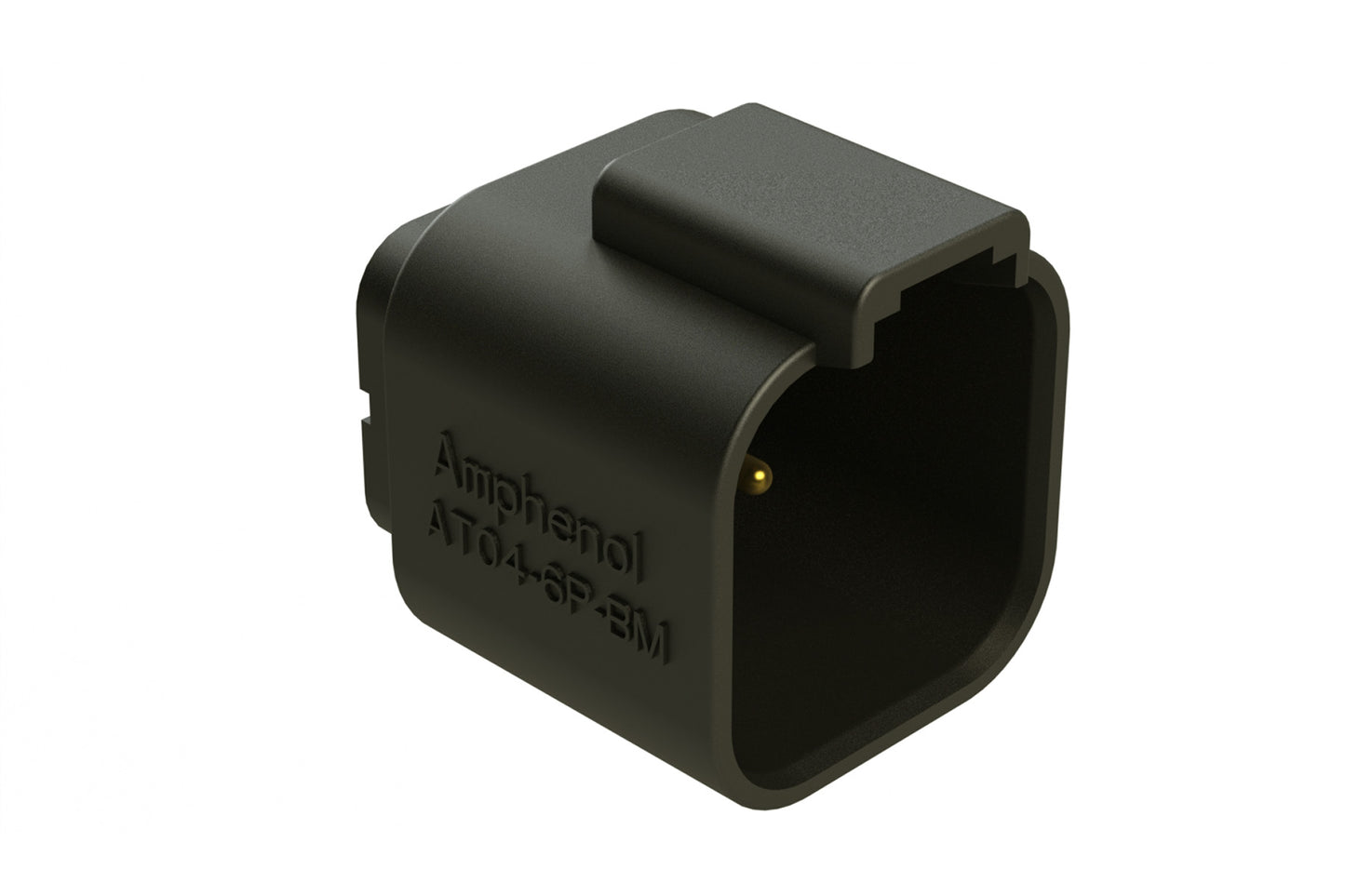 AT04-6P-BM02 6 Position PCB Flangeless (Snap Fit) Board Mount Receptacle, Pin, Gold Plated Contacts Included, Potting, Black