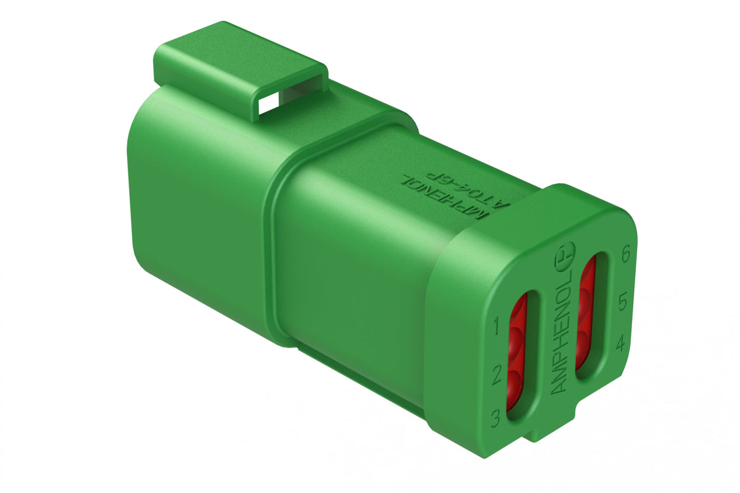 AT04-6P-EC01GRN 6-Way Receptacle, Male Connector with End Cap, Green