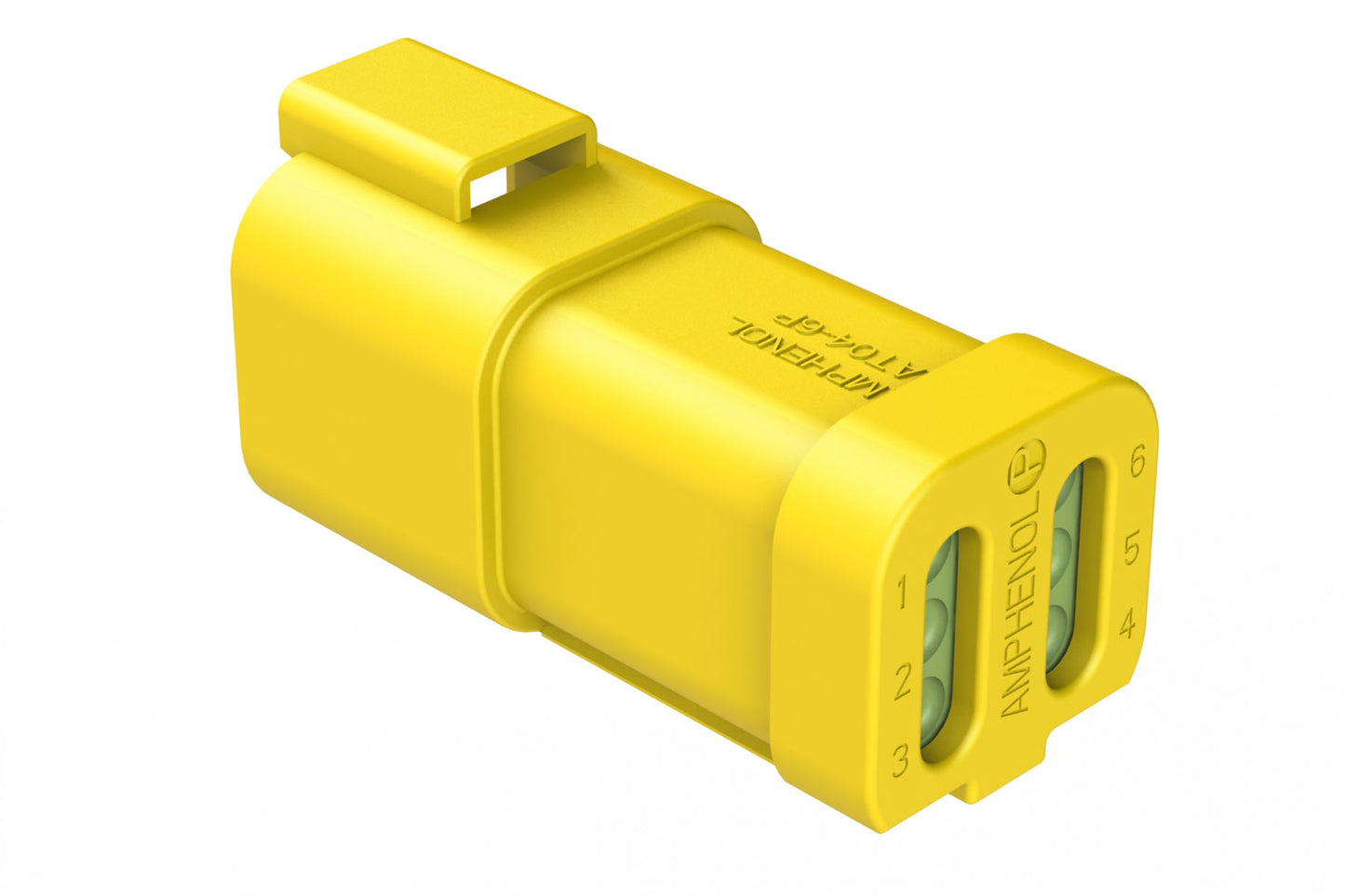 AT04-6P-MM01YEL 6-Way Receptacle, Male Connector with Reduced Diameter Seal (E-Seal) and End Cap, Yellow