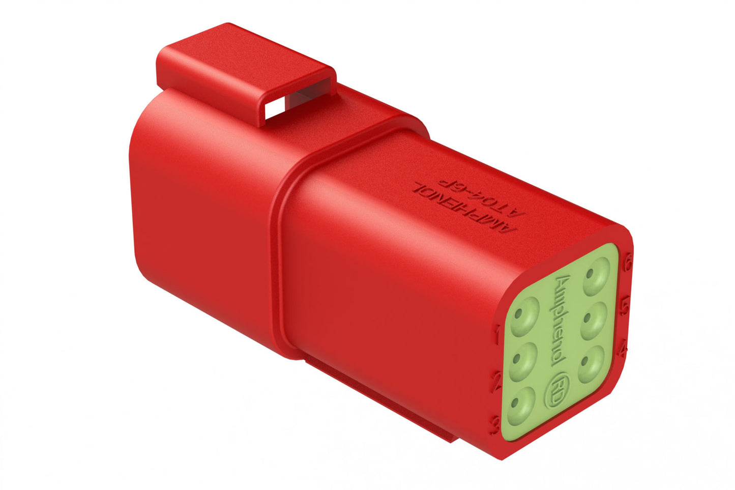 AT04-6P-RD01RED 6-Way Receptacle, Male Connector with Reduced Diameter Seal (E-Seal), Red