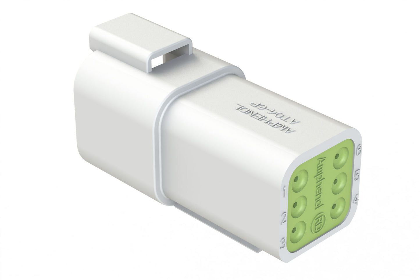 AT04-6P-RD01WHT 6-Way Receptacle, Male Connector with Reduced Diameter Seal (E-Seal), White
