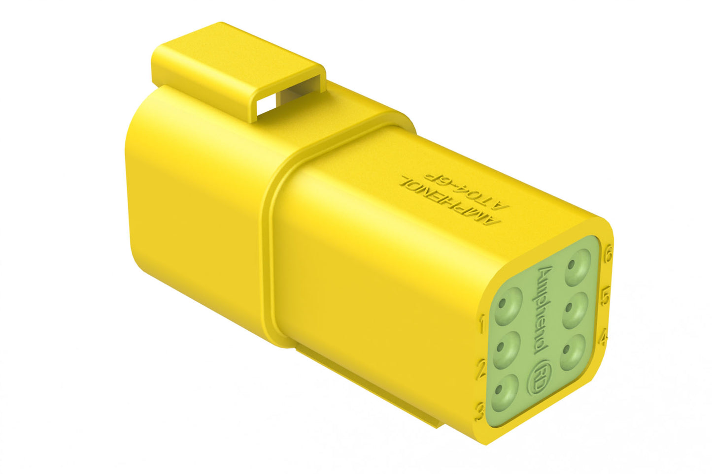 AT04-6P-RD01YEL 6-Way Receptacle, Male Connector with Reduced Diameter Seal (E-Seal), Yellow