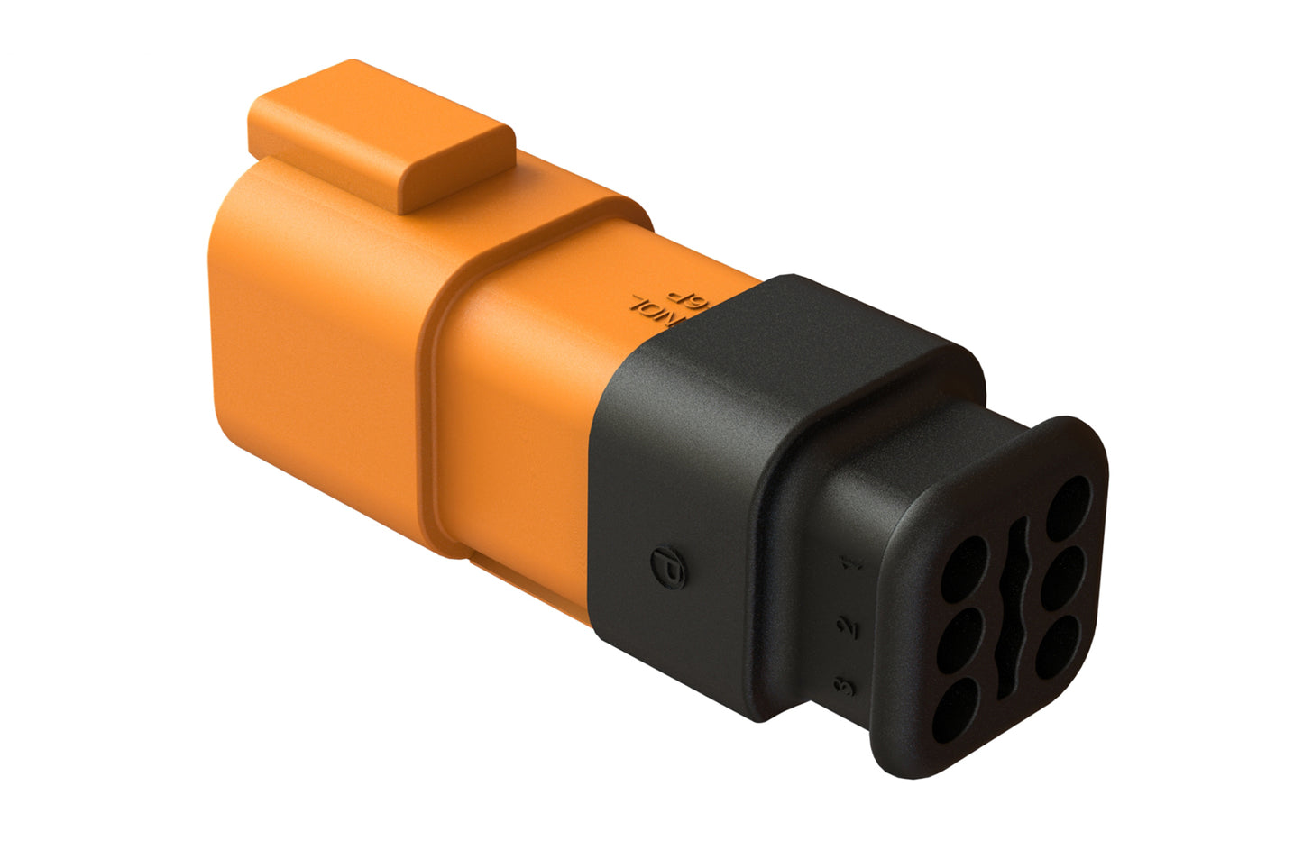 AT04-6P-SR01ORG 6-Way Receptacle Male Connector with Strain Relief Endcap, Standard Seal, Orange