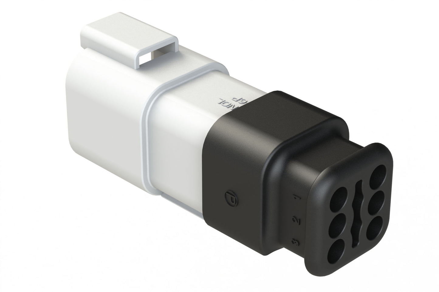 AT04-6P-SR02WHT 6-Way Receptacle Male Connector with Strain Relief Endcap and Reduced Seal, White