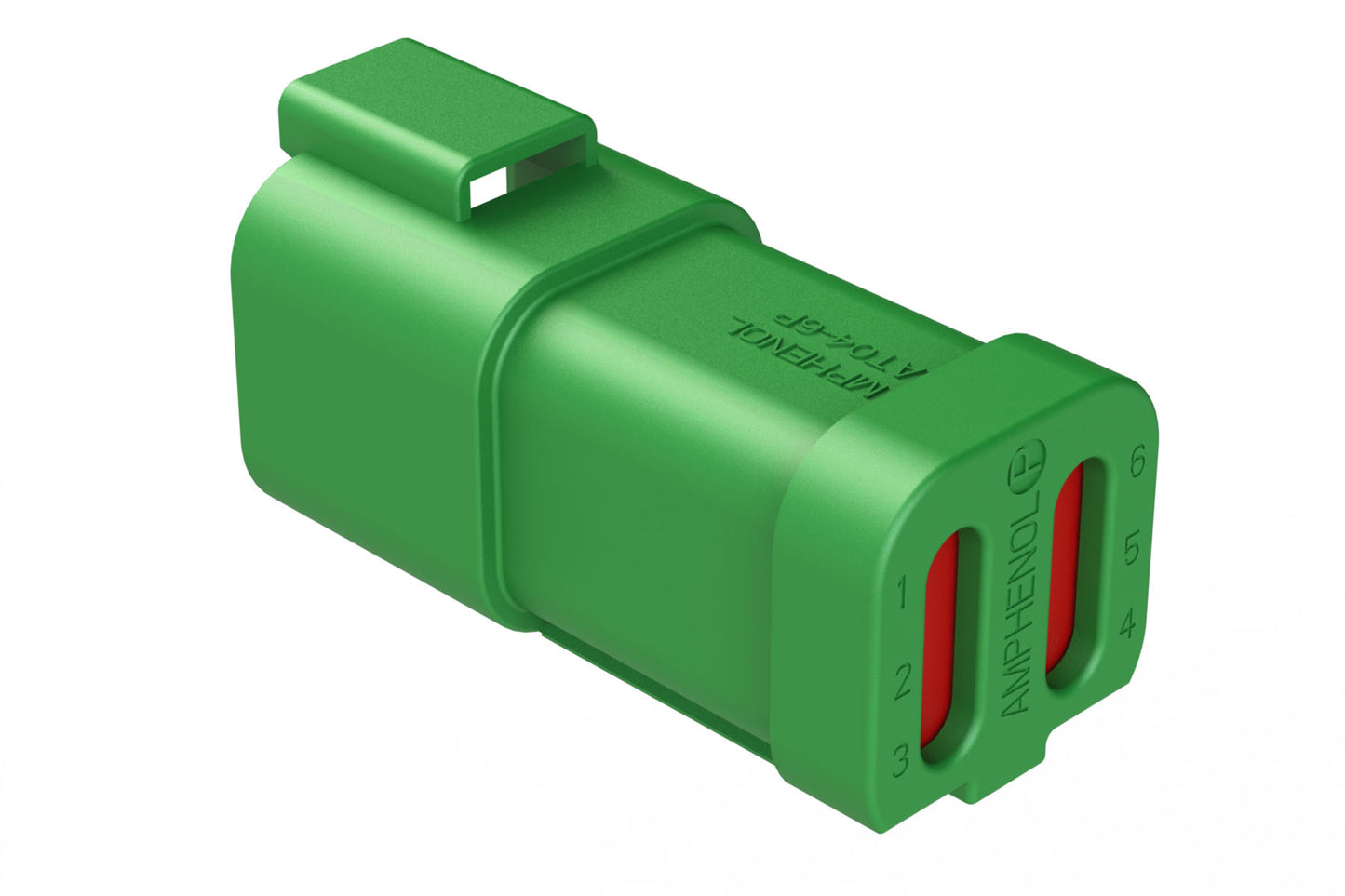 AT04-6P-SS01GRN 6-Way Receptacle, Male Connector with Solid Rear Grommet and Endcap, Green