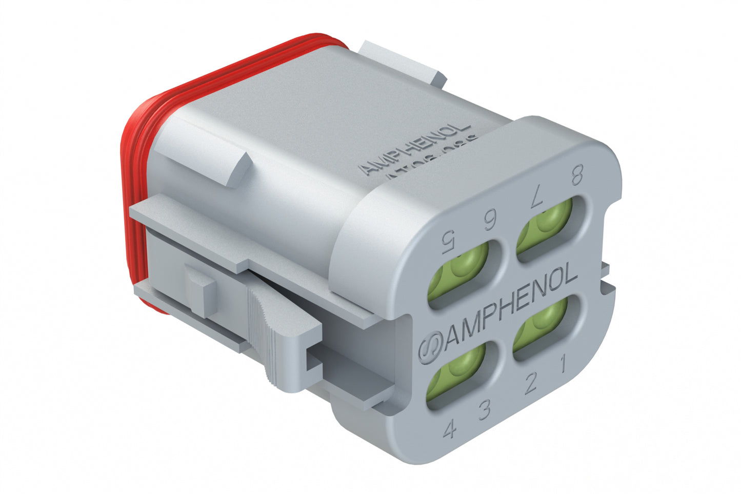 AT06-08SA-MM01 8-Way Plug, Female Connector with A Position Key, Reduced Diameter Seals (E-Seal) and End Cap. DT06-08SA-CE05, DT06-08SA-CE01