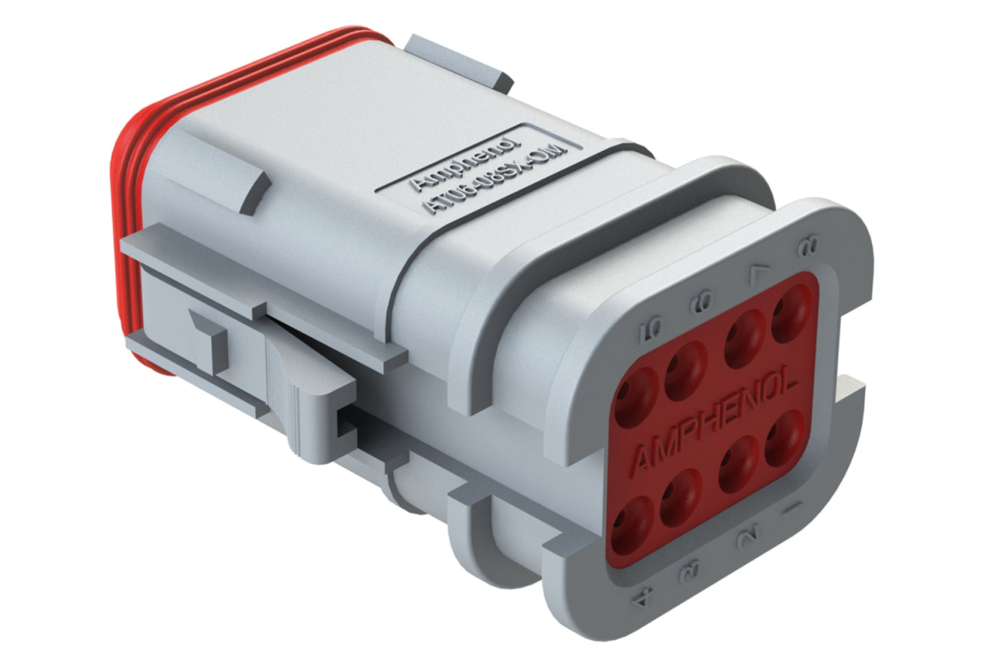 AT06-08SA-OMGRY 8 Position, OvermoldedPlug, Socket, Keyed A, Grey