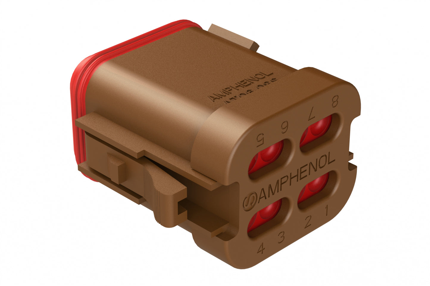 AT06-08SB-ECBRN 8-Way Plug, Female Connector with B Position Key and End Cap, Brown