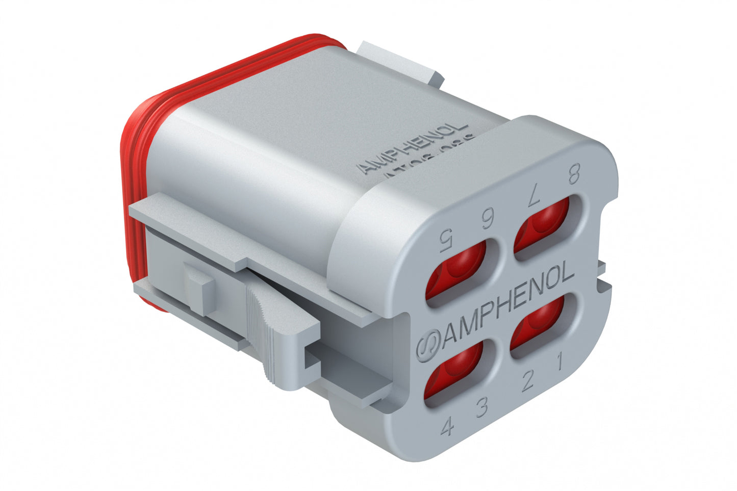 AT06-08SB-ECGRY 8-Way Plug, Female Connector with B Position Key and End Cap, Grey