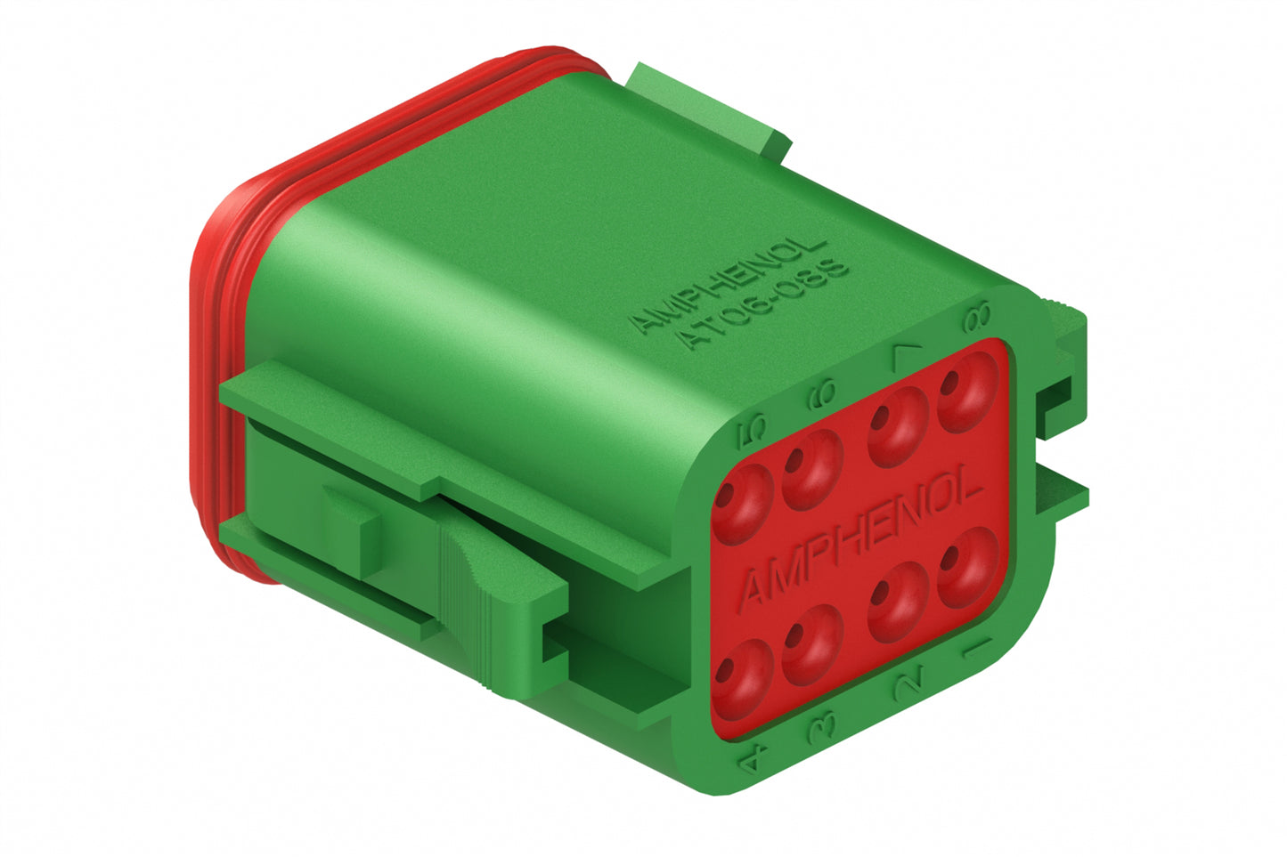 AT06-08SB-GRN 8-Way Plug, Female Connector with B Position Key and End Cap, Green