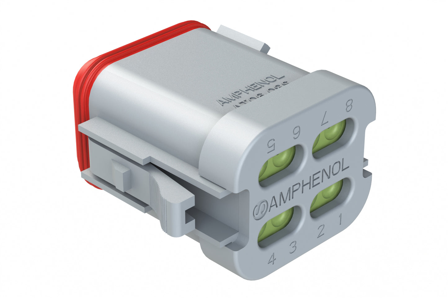AT06-08SB-MMGRY 8-Way Plug, Female Connector with B Position Key, Reduced Diameter Seal (E-Seal) and End Cap, Grey