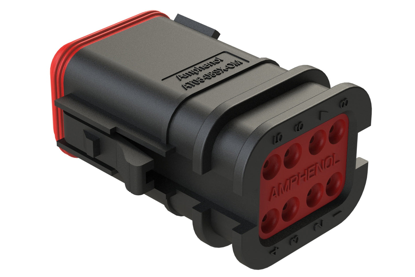 AT06-08SB-OMBLK 8 Position, OvermoldedPlug, Socket, Keyed B, Black