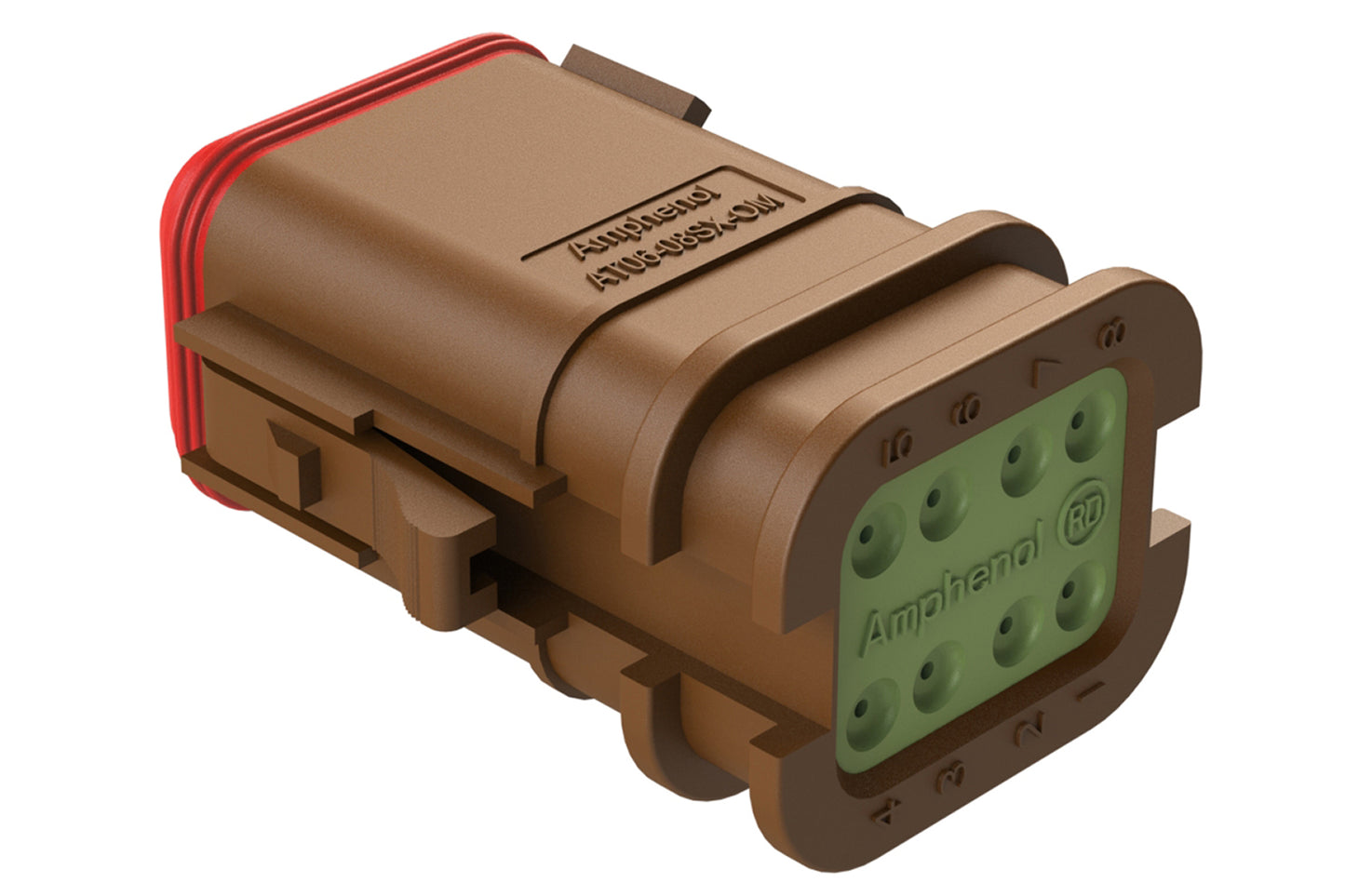 AT06-08SB-OMRDBRN 8 Position Overmolded Plug, Socket, Reduced Seal, Keyed B, Brown