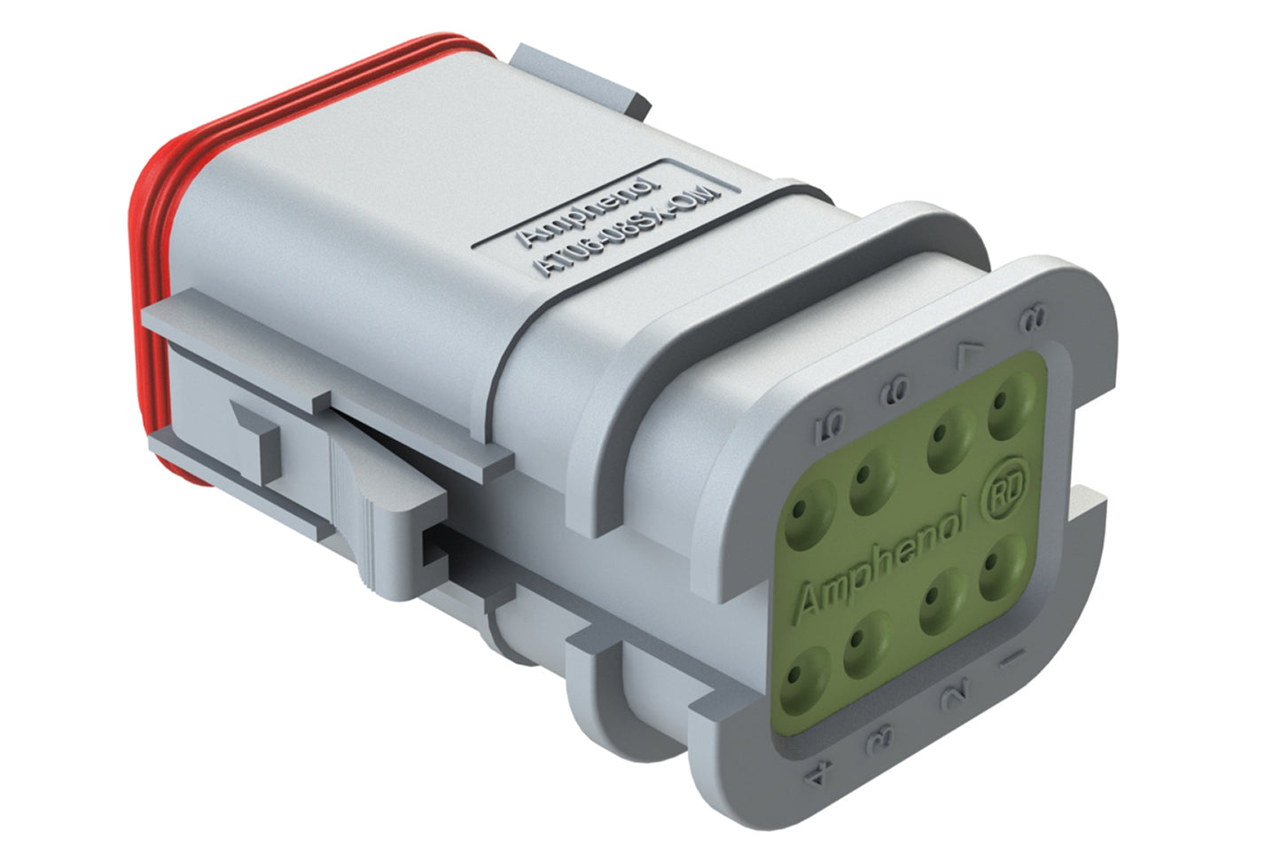 AT06-08SB-OMRDGRY 8 Position Overmolded Plug, Socket, Reduced Seal, Keyed B, Grey