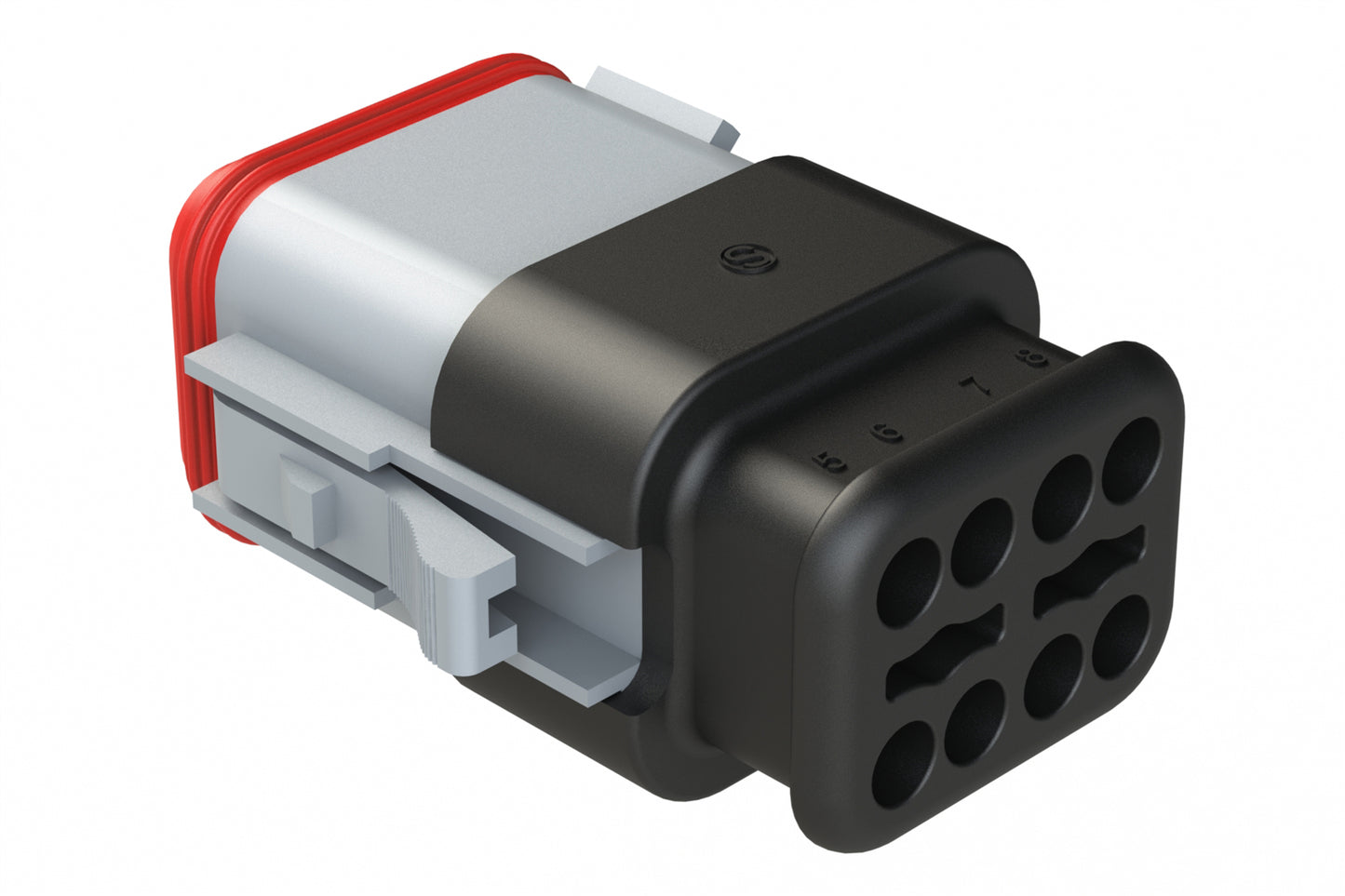 AT06-08SB-SRGRY 8 position Socket plug key position B, with strain relief, grey