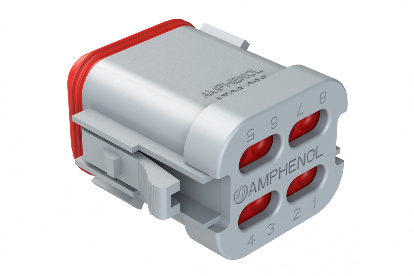 AT06-08SC-ECGRY 8-Way Plug, Female Connector with C Position Key and End Cap, Grey