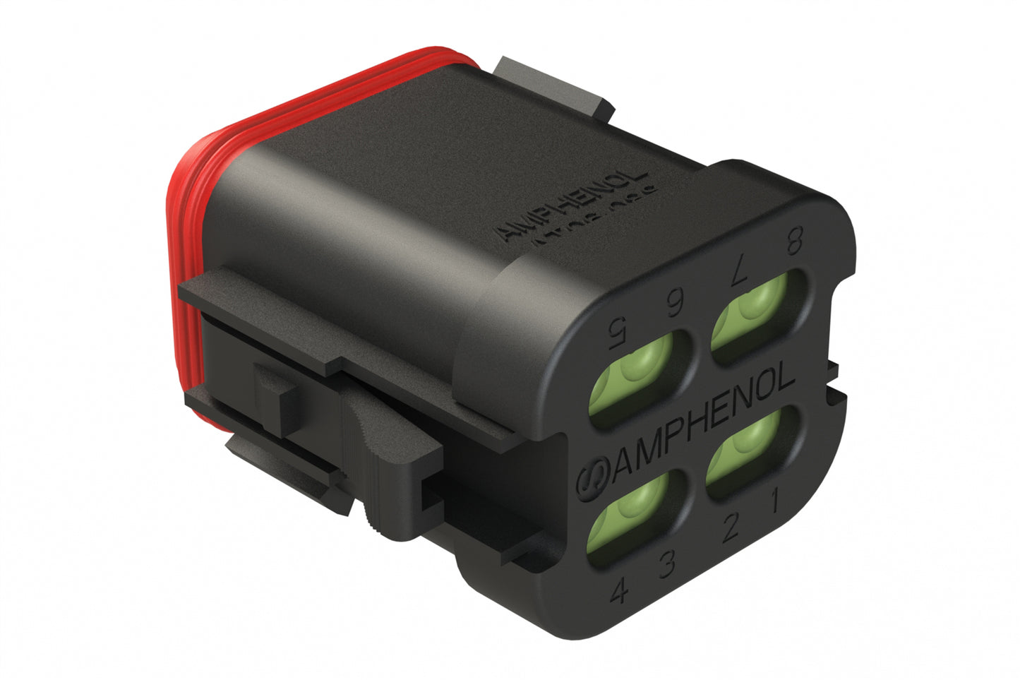 AT06-08SC-MMBLK 8-Way Plug, Female Connector with C Position Key, Reduced Diameter Seal (E-Seal) and End Cap, Black