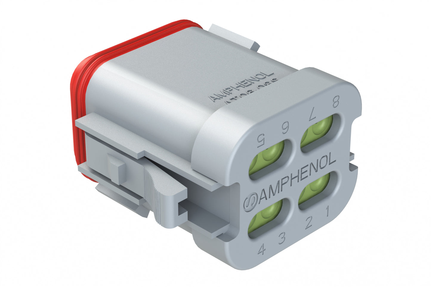 AT06-08SC-MMGRY 8-Way Plug, Female Connector with C Position Key, Reduced Diameter Seal (E-Seal) and End Cap, Grey