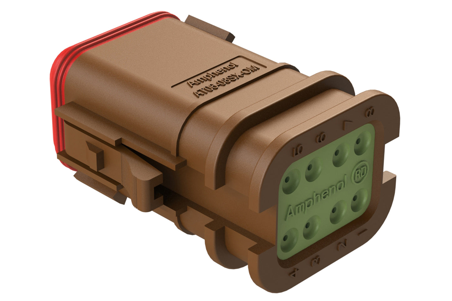 AT06-08SC-OMRDBRN 8 Position Overmolded Plug, Socket, Reduced Seal, Keyed C, Brown