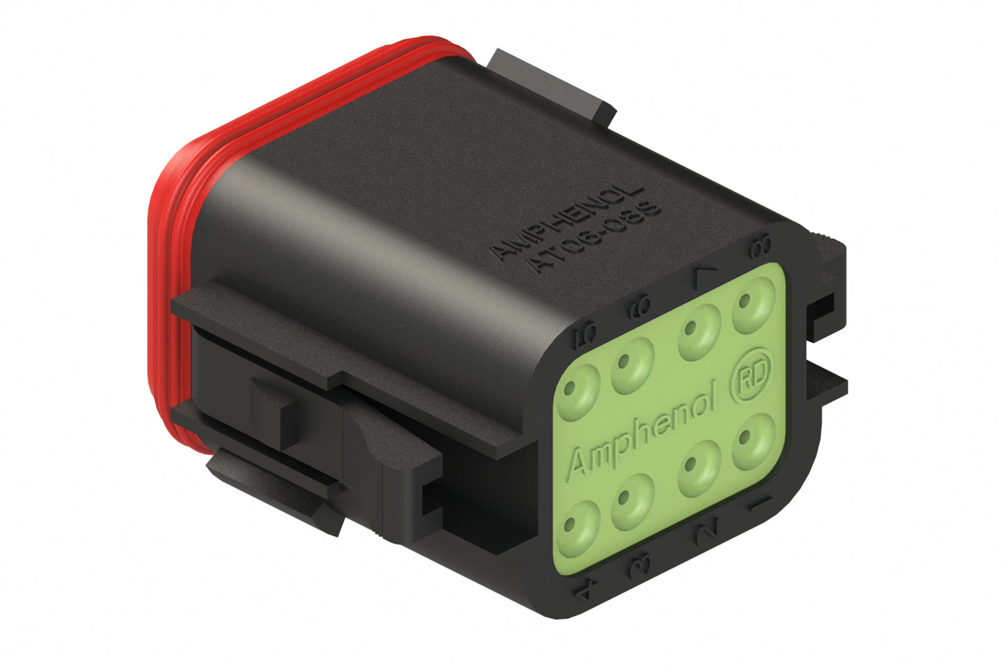 AT06-08SC-RDBLK 8-Way Plug, Female Connector with C Position Key and Reduced Diameter Seal (E-Seal), Black