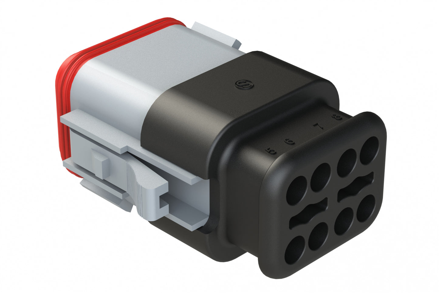 AT06-08SC-SR2GY 8 position Socket plug key position C, with strain relief & Reduced Diameter Seal, grey