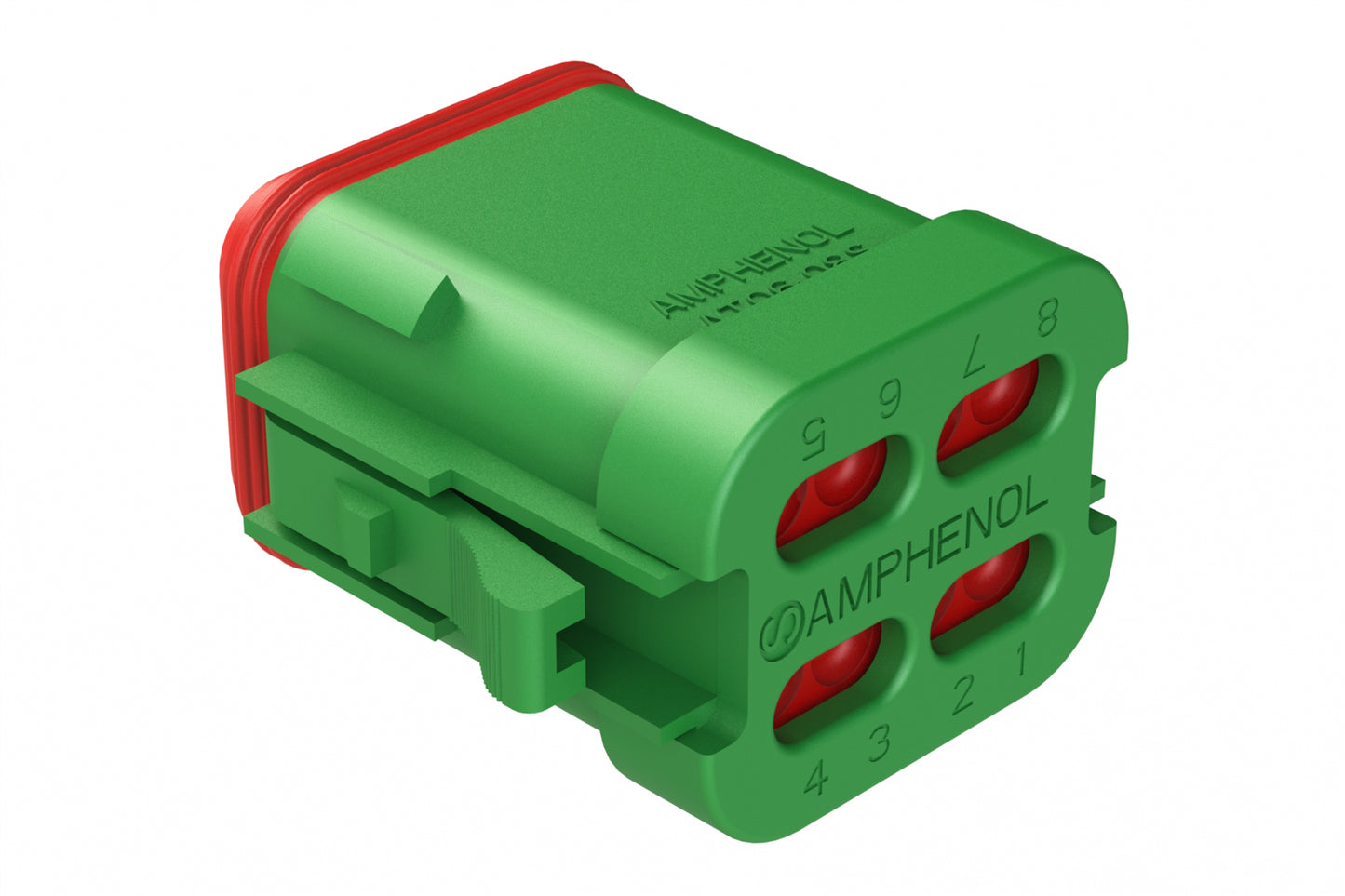 AT06-08SD-ECGRN 8-Way Plug, Female Connector with D Position Key and End Cap, Green