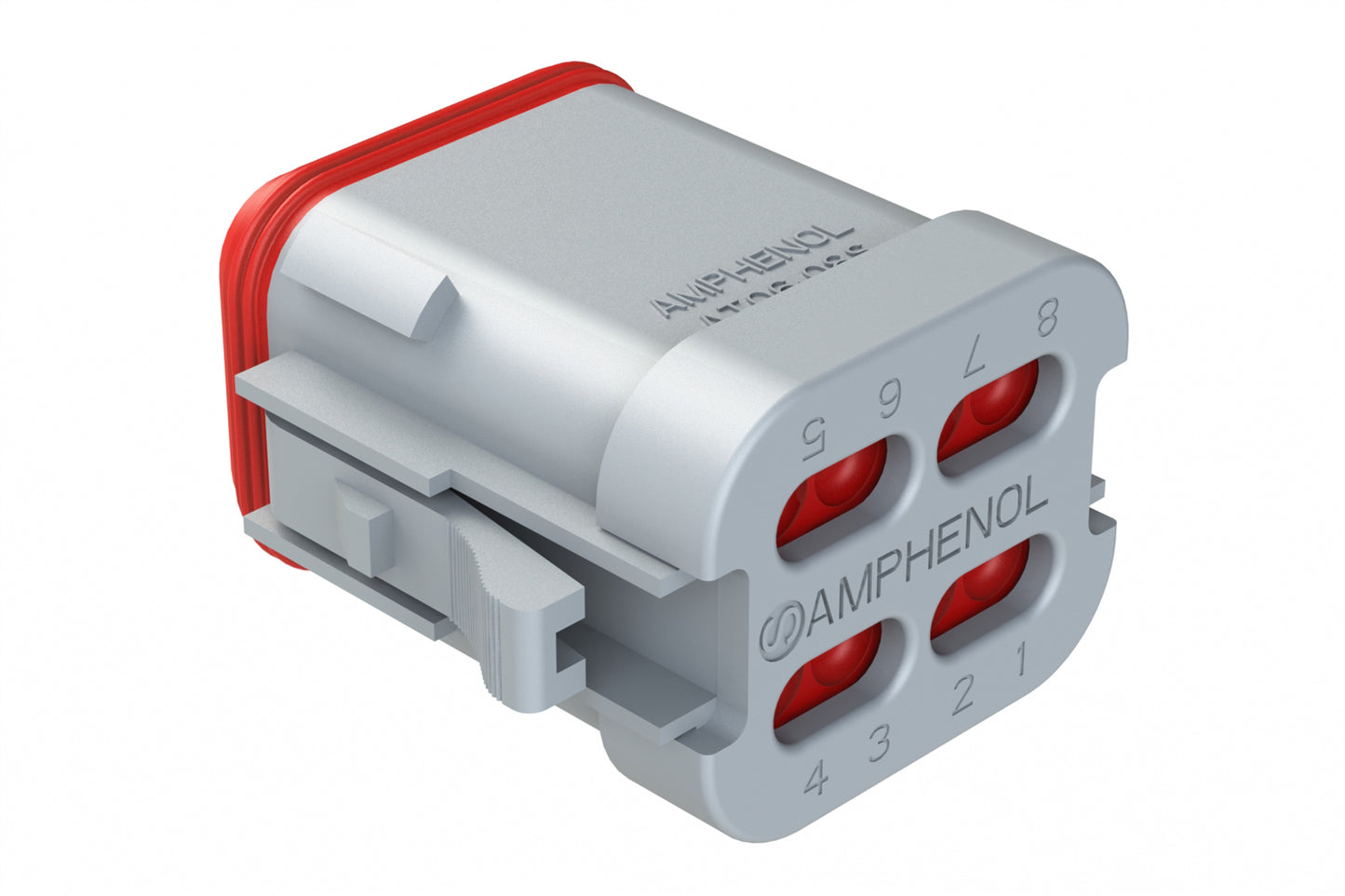 AT06-08SD-ECGRY 8-Way Plug, Female Connector with D Position Key and End Cap, Grey