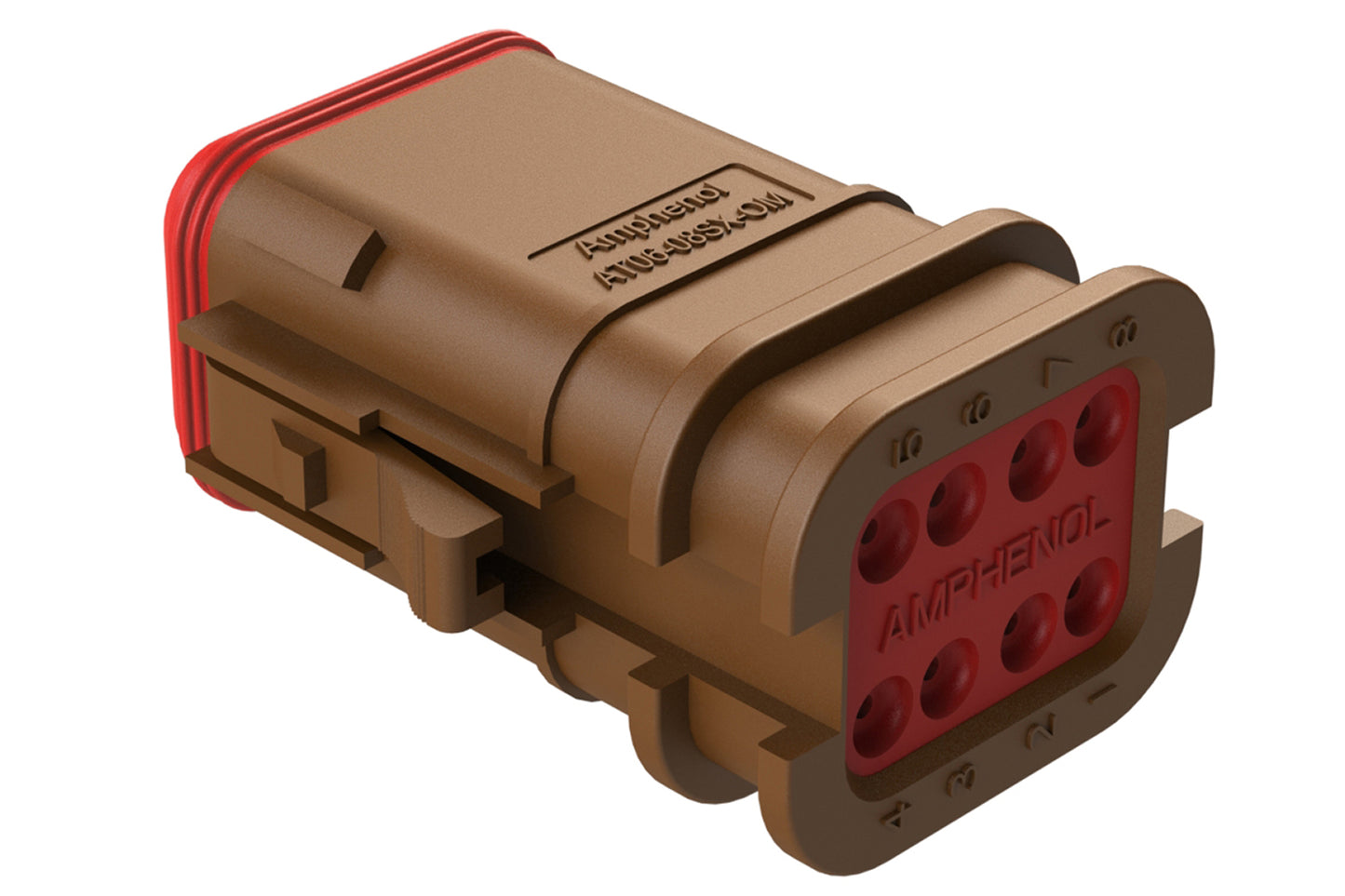 AT06-08SD-OMBRN 8 Position, Overmolded Plug, Socket, Structure Plus™, Keyed D, Brown