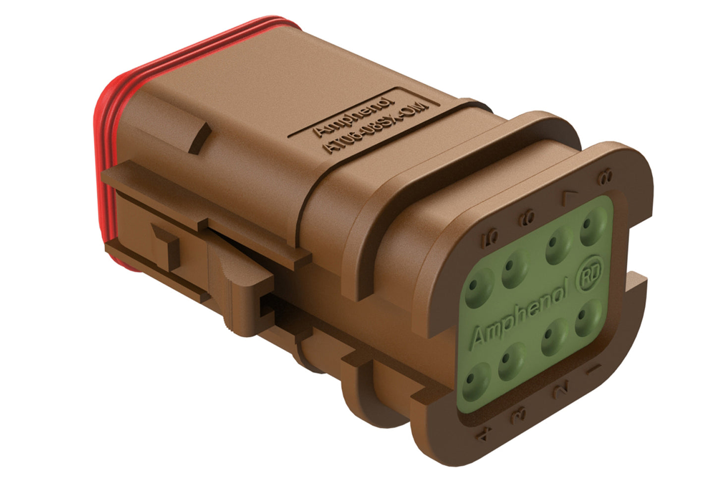 AT06-08SD-OMRDBRN 8 Position Overmolded Plug, Socket, Reduced Seal, Keyed D, Brown