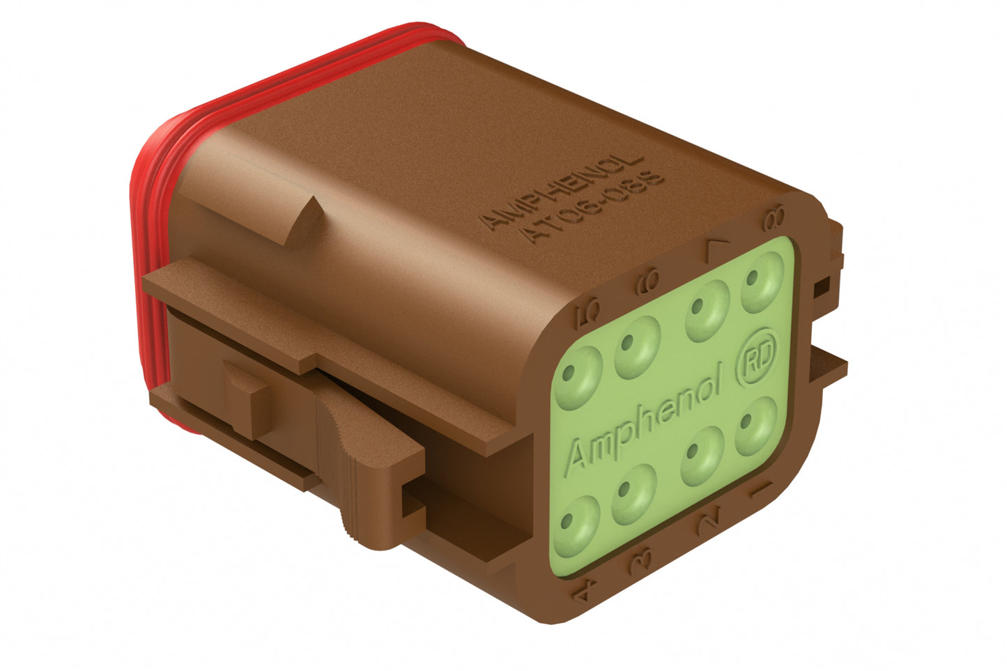 AT06-08SD-RD01 8-Way Plug, Female Connector with D Position Key and Reduced Diameter Seal (E-Seal), Brown. DT06-08SD-C015, DT06-08SD-CE06