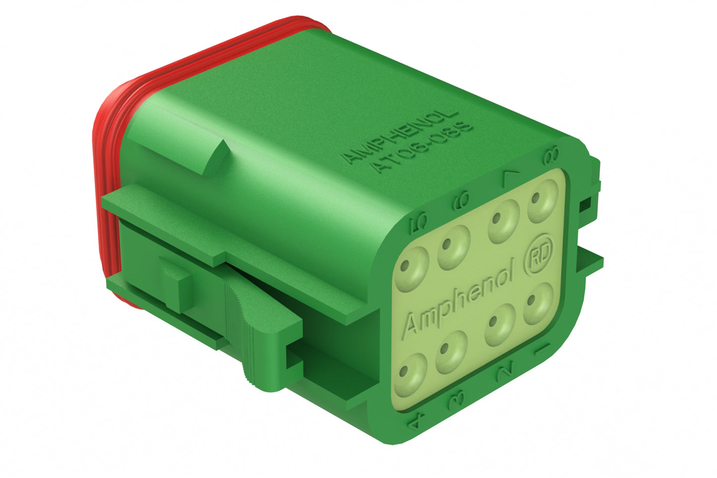 AT06-08SD-RDGRN 8-Way Plug, Female Connector with D Position Key and Reduced Diameter Seal (E-Seal), Green