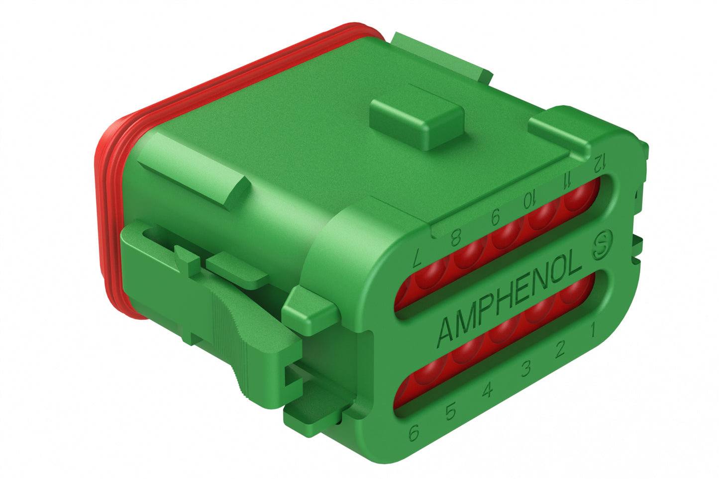 AT06-12SA-ECGRN 12-Way Plug, Female Connector with A Position Key and End Cap, Green