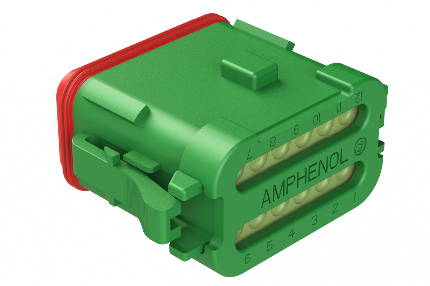 AT06-12SA-MMGRN 12-Way Plug, Female Connector with A Position Key and Reduced Diameter Seal (E-Seal) and Enhanced Seal Retention(P012) and End Cap, Green