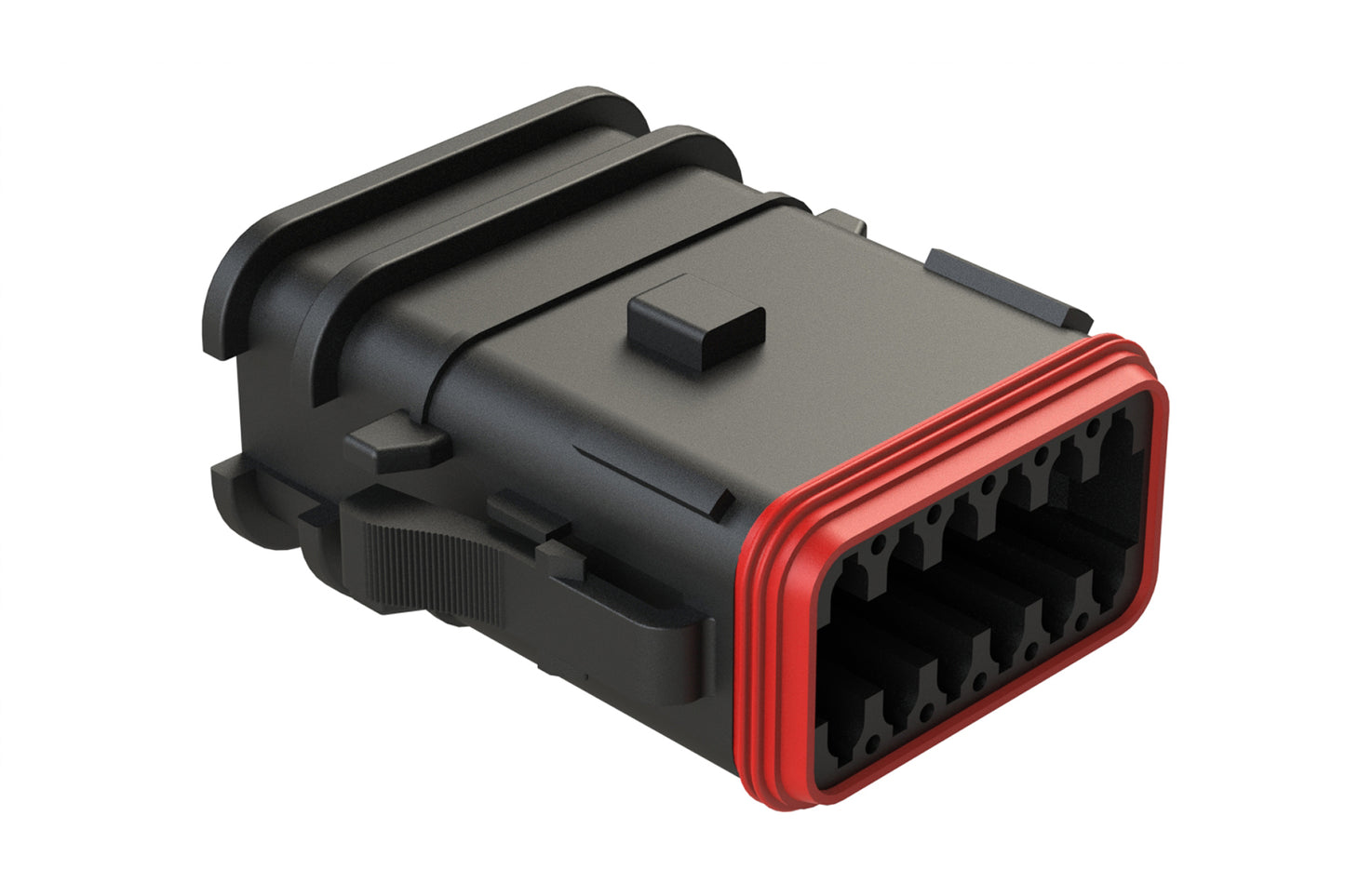 AT06-12SA-OMBLK 12 Position Overmolded Plug, Socket, Keyed A, Black