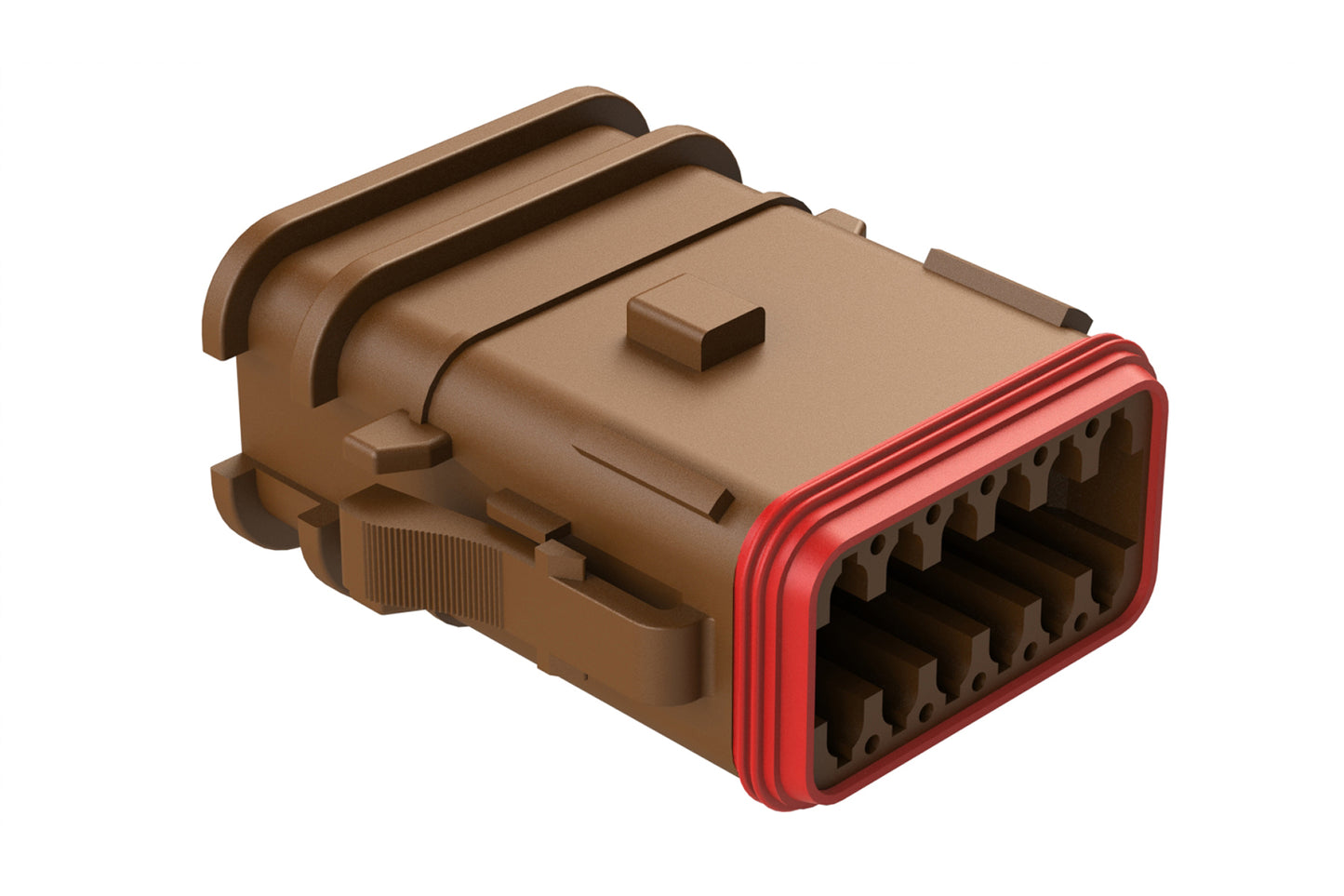 AT06-12SA-OMBRN 12 Position Overmolded Plug, Socket, Keyed A, Brown