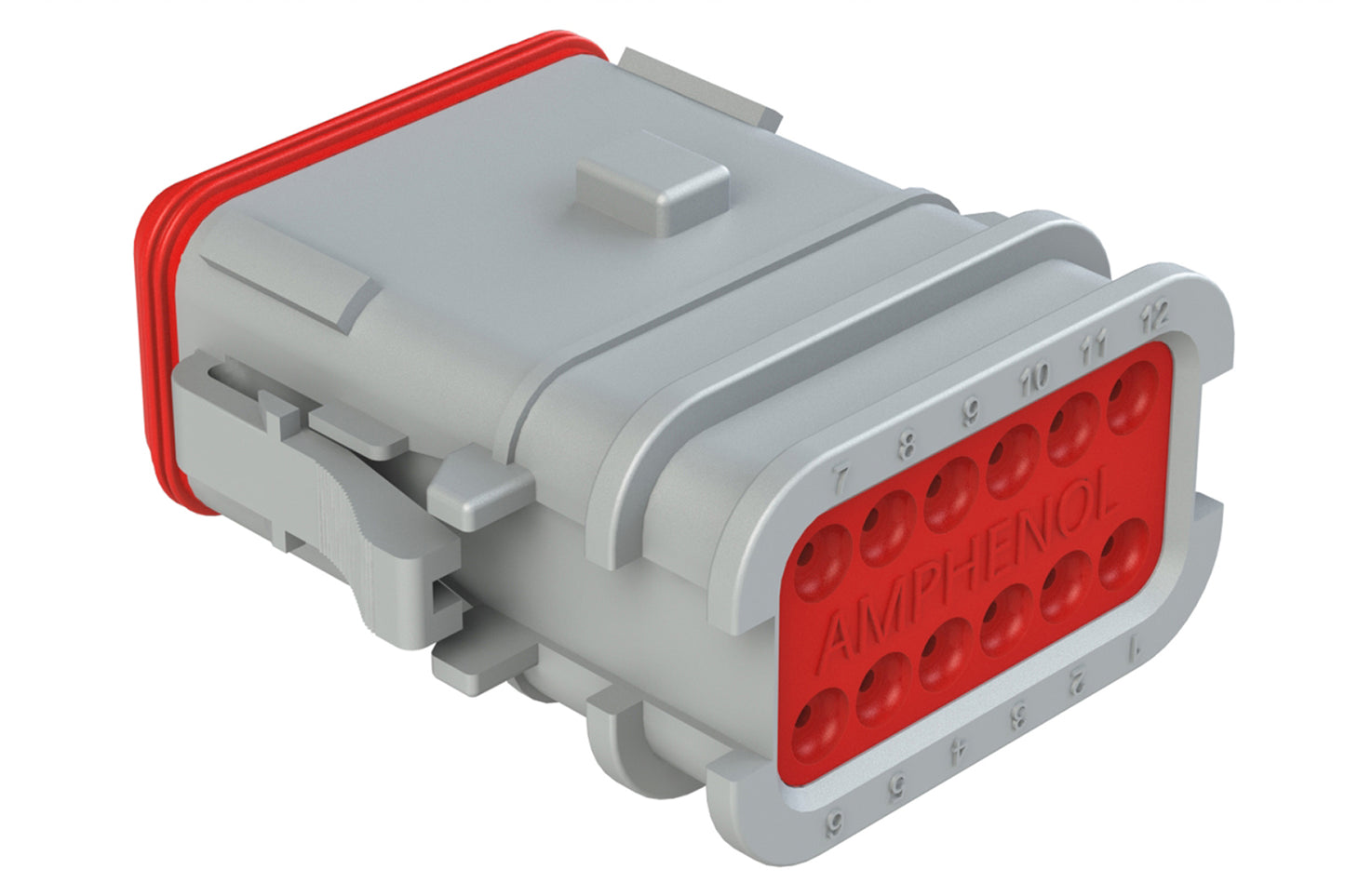 AT06-12SA-OMGRY 12 Position Overmolded Plug, Socket, Keyed A, Grey