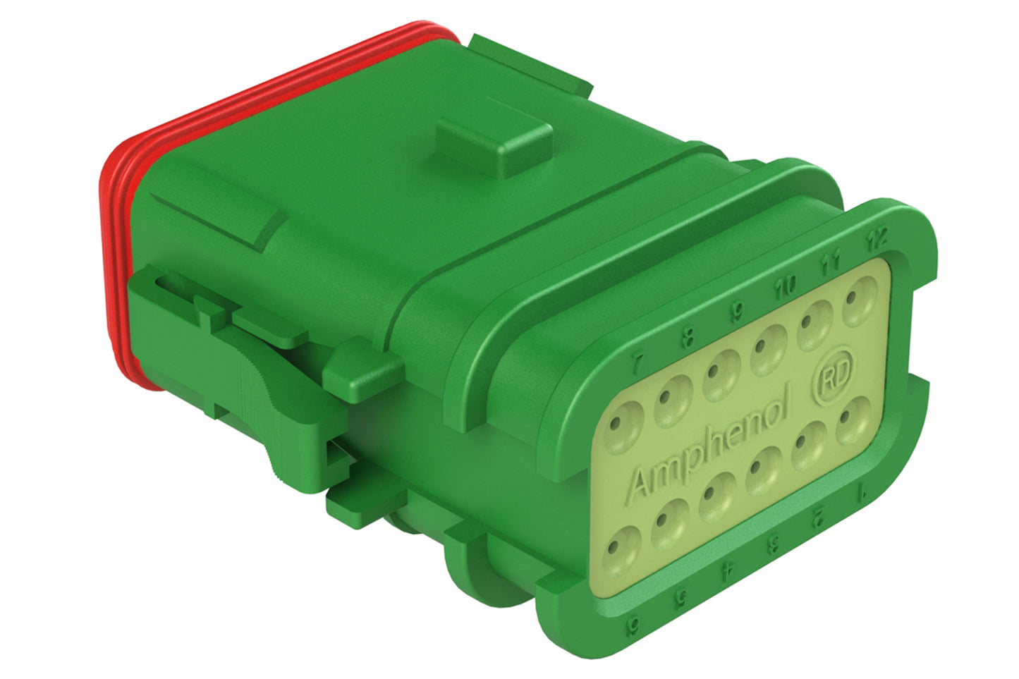 AT06-12SA-OMRDGRN 12 Position Overmolded Plug, Socket, Reduced Seal, Keyed A, Green