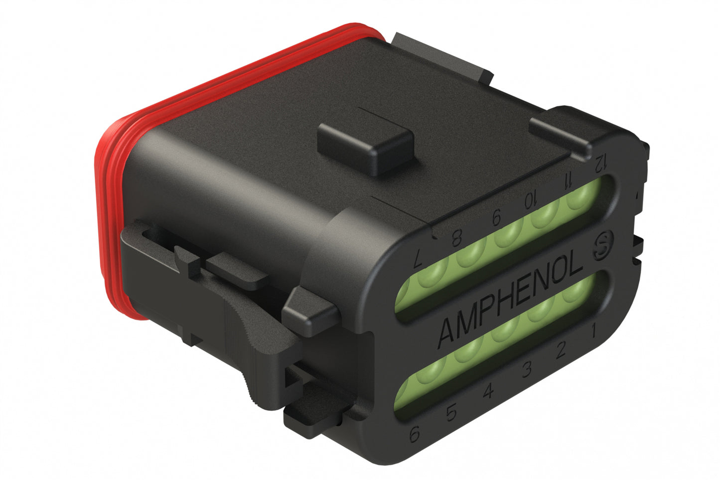 AT06-12SB-MM01 12-Way Plug, Female Connector with B Position Key and Reduced Diameter Seal (E-Seal) and End Cap, Black. DT06-12SB-CE01, DT06-12SB-CE05