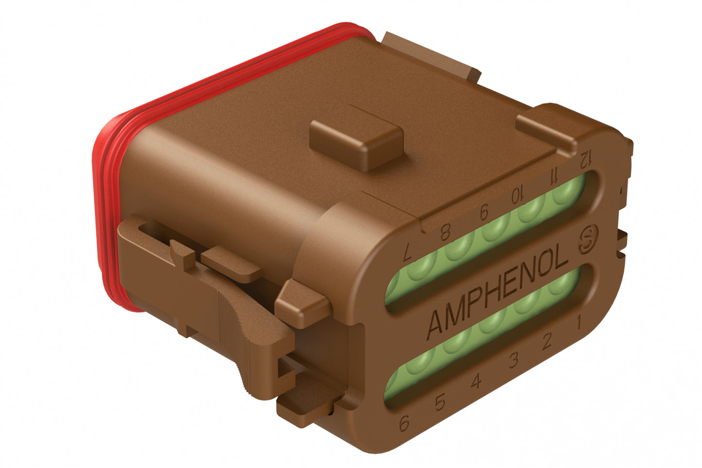 AT06-12SB-MMBRN 12-Way Plug, Female Connector with B Position Key and Reduced Diameter Seal (E-Seal) and End Cap, Brown