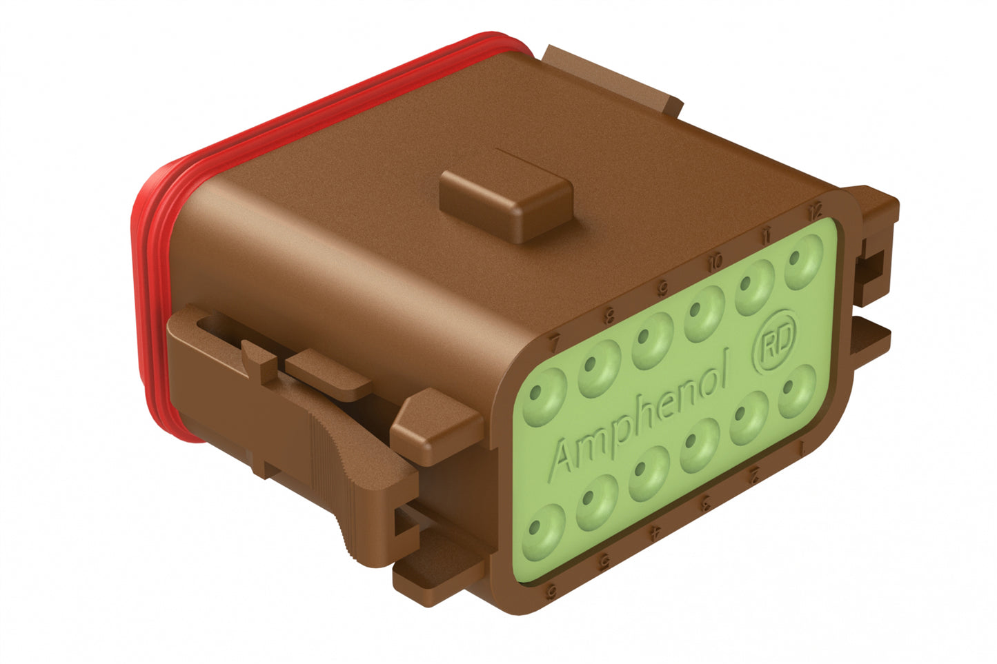 AT06-12SB-RDBRN 12-Way Plug, Female Connector with B Position Key and Reduced Diameter Seal (E-Seal), Brown