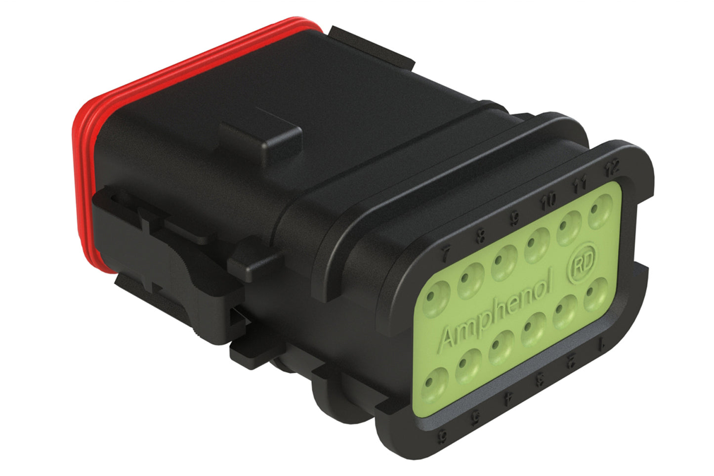 AT06-12SC-OMRDBLK 12 Position Overmolded Plug, Socket, Reduced Seal, Keyed C, Black