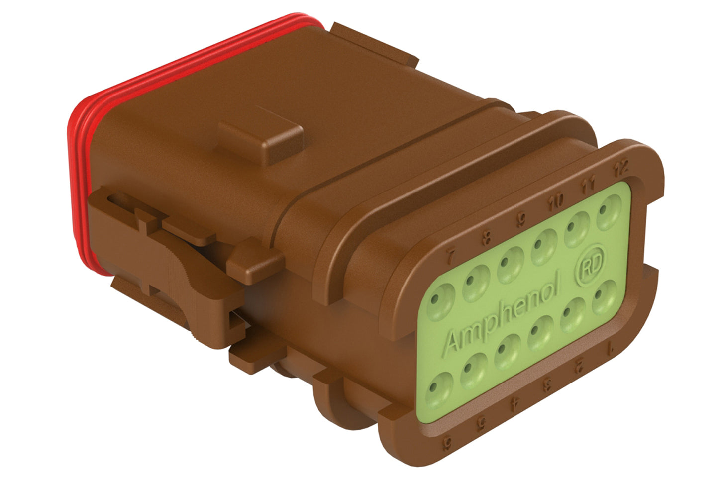 AT06-12SC-OMRDBRN 12 Position Overmolded Plug, Socket, Reduced Seal, Keyed C, Brown