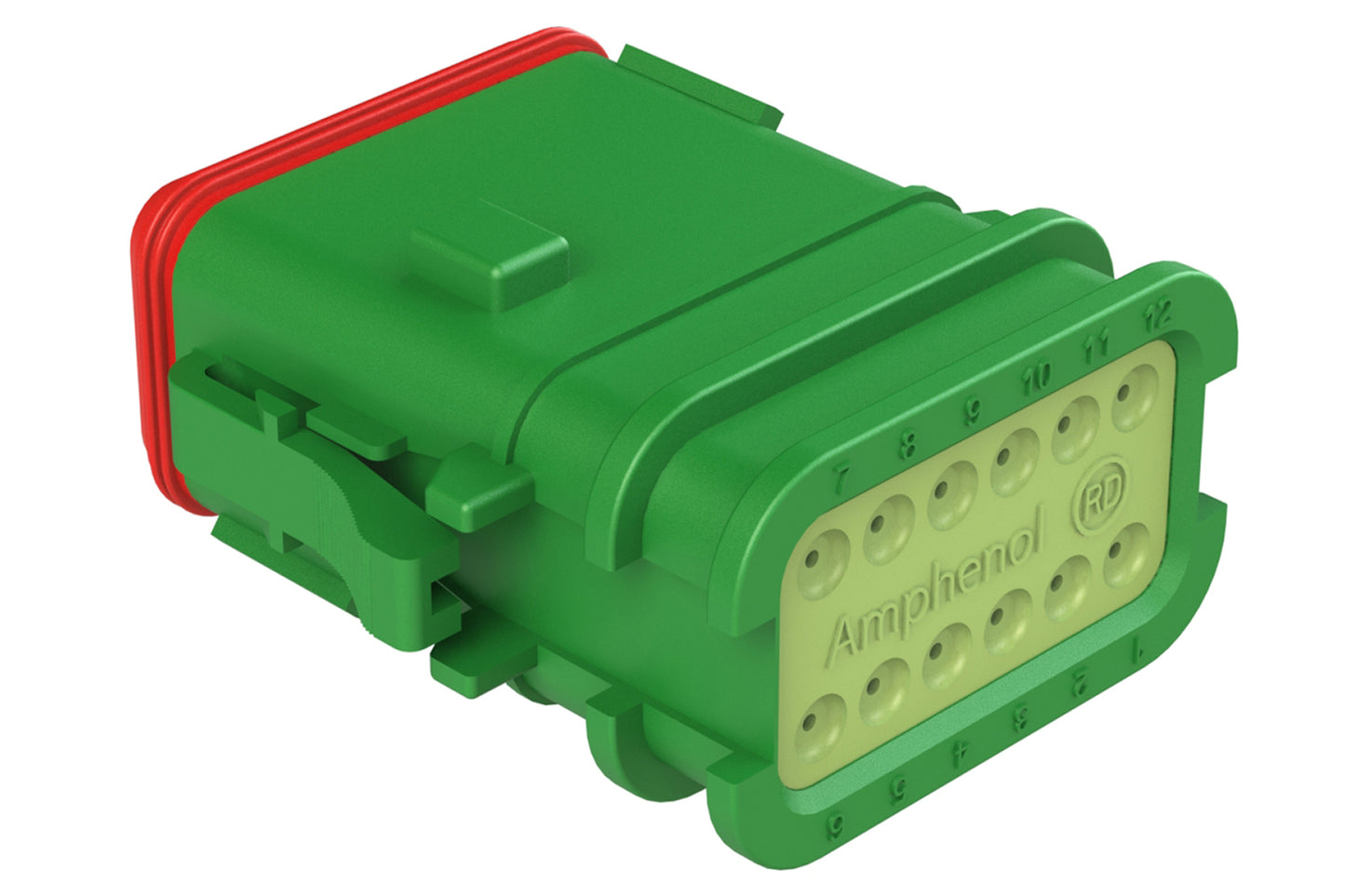 AT06-12SC-OMRDGRN 12 Position Overmolded Plug, Socket, Reduced Seal, Keyed C, Green