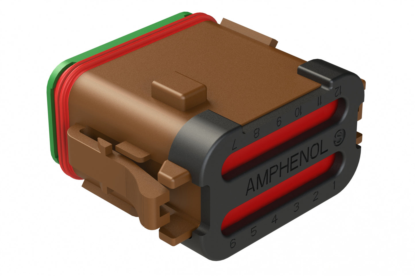 AT06-12SC-SSBRN 12-Way Plug, Female Connector with C Position Key and Solid Rear Grommet and Endcap, Wedgelock included, Brown